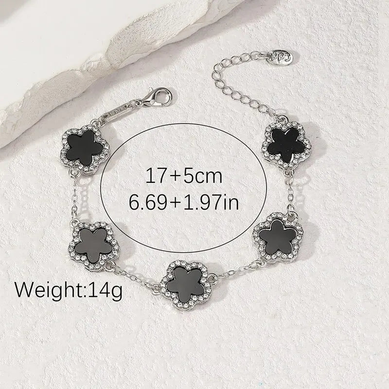 Flower Shape Bracelet Multi Colored with Shiny Cubic Zircon Adjustable Chain Sweet Style Personality Simple Design Jewelry