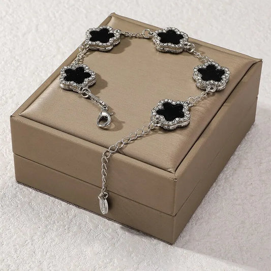 Flower Shape Bracelet Multi Colored with Shiny Cubic Zircon Adjustable Chain Sweet Style Personality Simple Design Jewelry