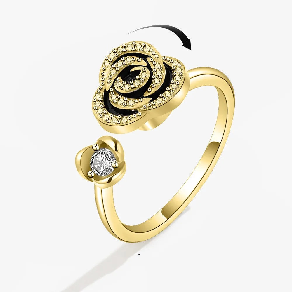 Fidget Spinner Ring Anxiety for Women Multiple Crystal Flower Eye Butterfly Animal Ring Rotate anti Stress Wedding Jewerly