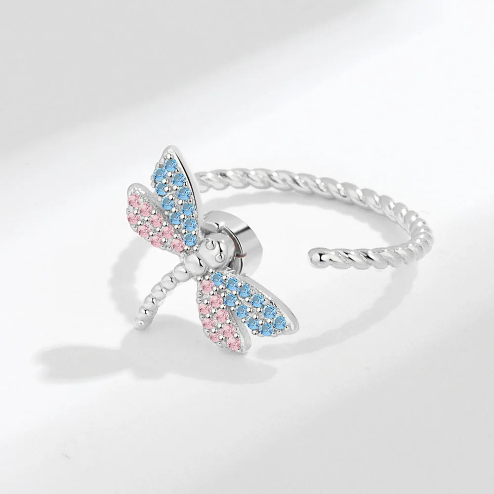 Fidget Spinner Ring Anxiety for Women Multiple Crystal Flower Eye Butterfly Animal Ring Rotate anti Stress Wedding Jewerly