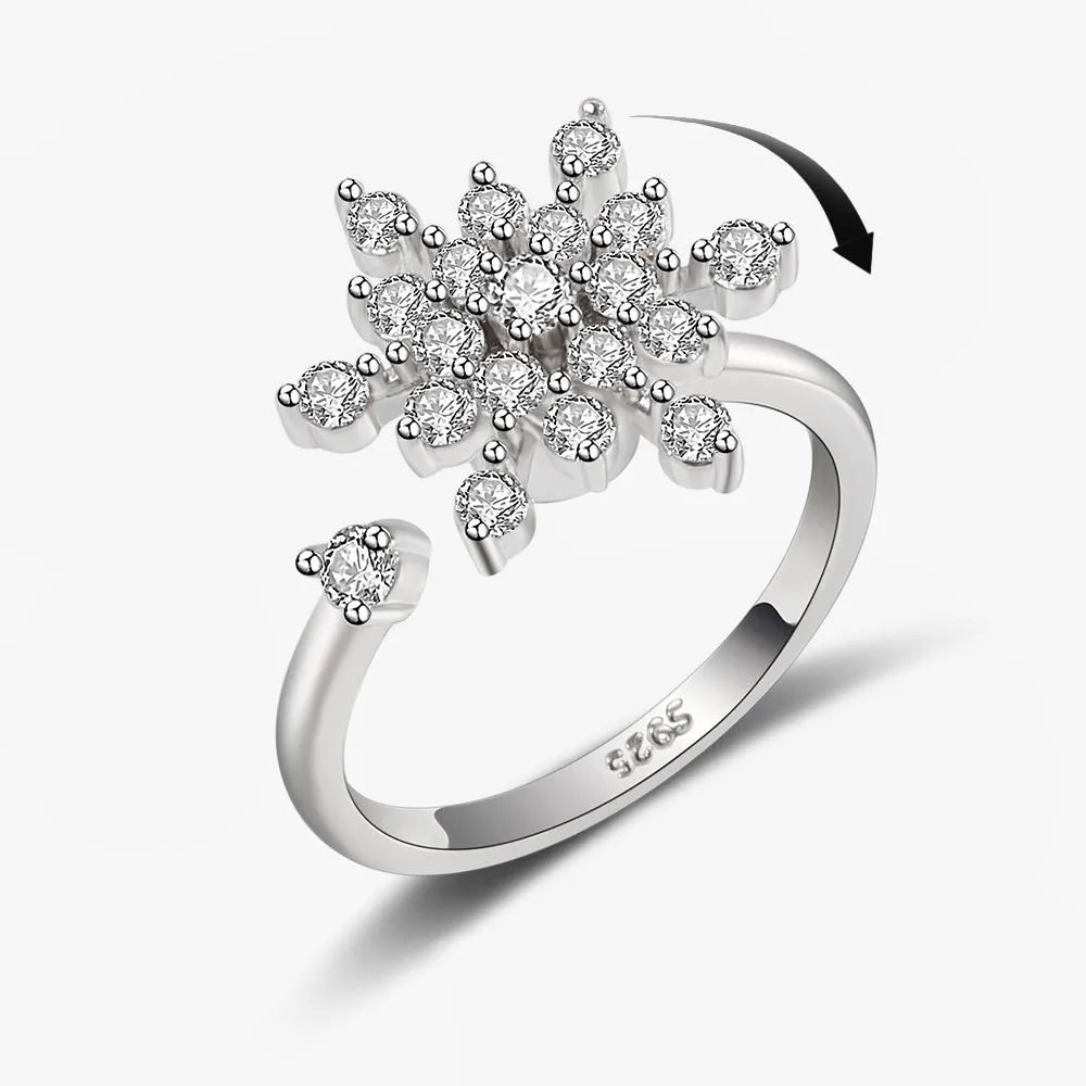 Fidget Spinner Ring Anxiety for Women Multiple Crystal Flower Eye Butterfly Animal Ring Rotate anti Stress Wedding Jewerly