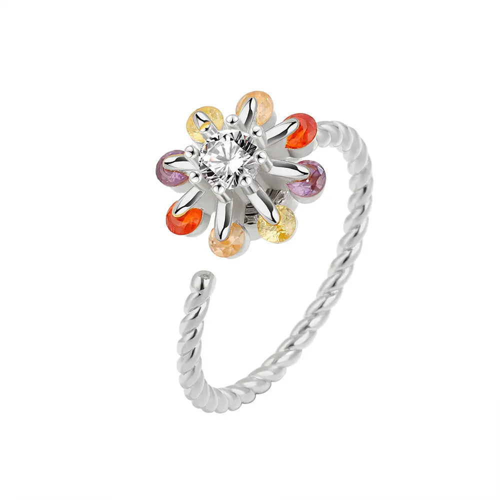 Fidget Spinner Ring Anxiety for Women Multiple Crystal Flower Eye Butterfly Animal Ring Rotate anti Stress Wedding Jewerly