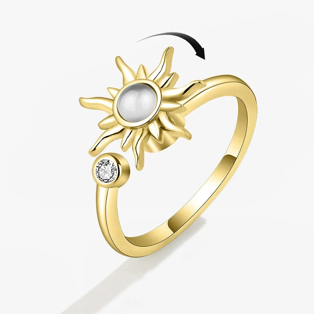 Fidget Spinner Ring Anxiety for Women Multiple Crystal Flower Eye Butterfly Animal Ring Rotate anti Stress Wedding Jewerly