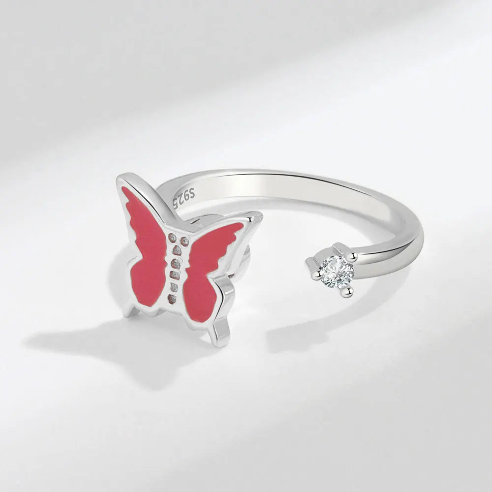 Fidget Spinner Ring Anxiety for Women Multiple Crystal Flower Eye Butterfly Animal Ring Rotate anti Stress Wedding Jewerly