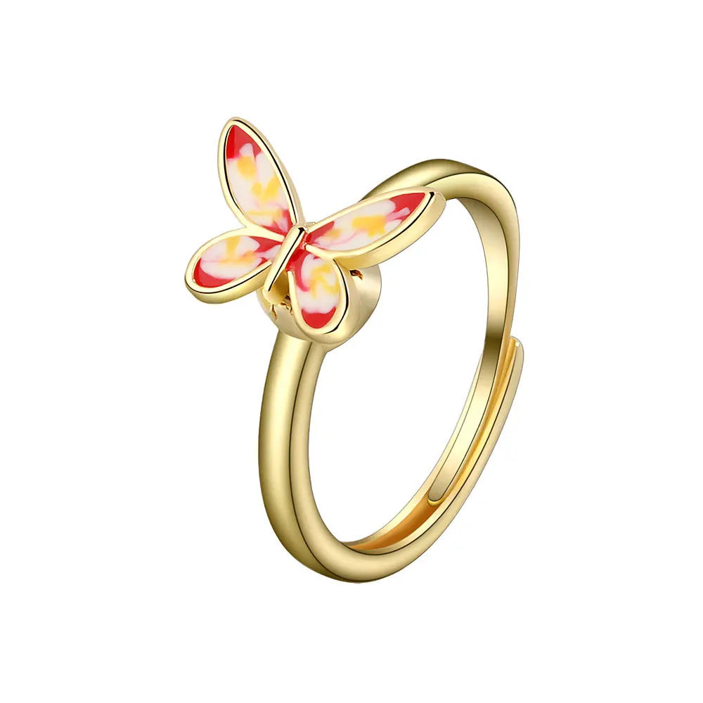 Fidget Spinner Ring Anxiety for Women Multiple Crystal Flower Eye Butterfly Animal Ring Rotate anti Stress Wedding Jewerly