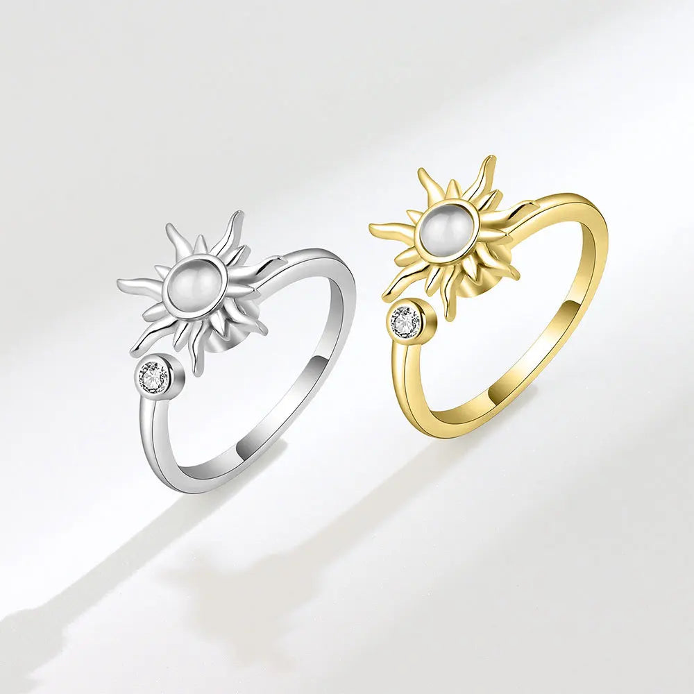 Fidget Spinner Ring Anxiety for Women Multiple Crystal Flower Eye Butterfly Animal Ring Rotate anti Stress Wedding Jewerly