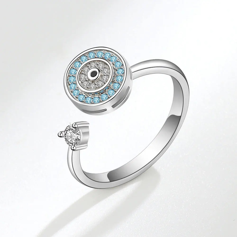 Fidget Spinner Ring Anxiety for Women Multiple Crystal Flower Eye Butterfly Animal Ring Rotate anti Stress Wedding Jewerly
