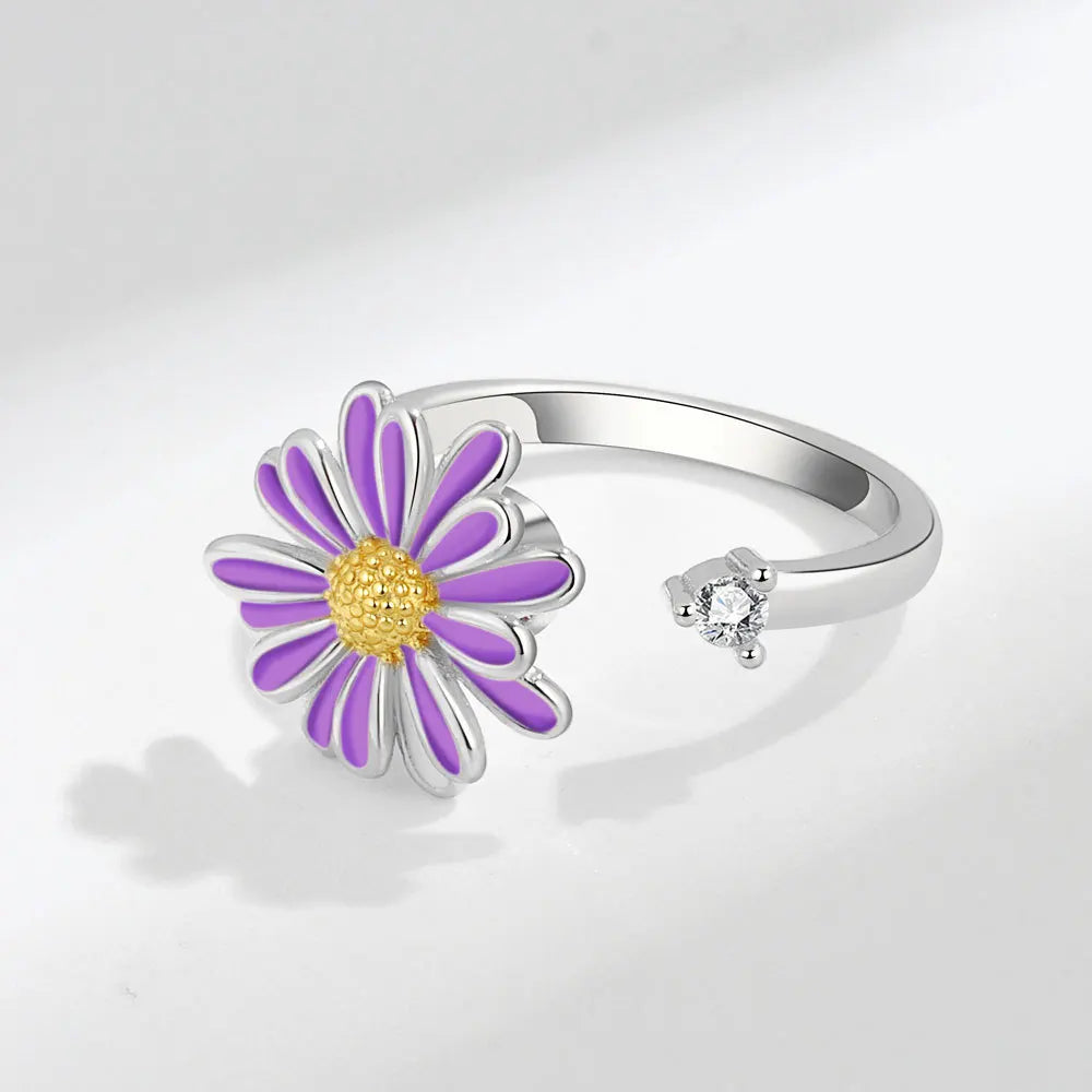 Fidget Spinner Ring Anxiety for Women Multiple Crystal Flower Eye Butterfly Animal Ring Rotate anti Stress Wedding Jewerly