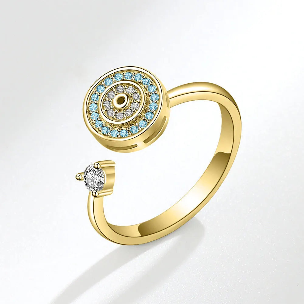 Fidget Spinner Ring Anxiety for Women Multiple Crystal Flower Eye Butterfly Animal Ring Rotate anti Stress Wedding Jewerly
