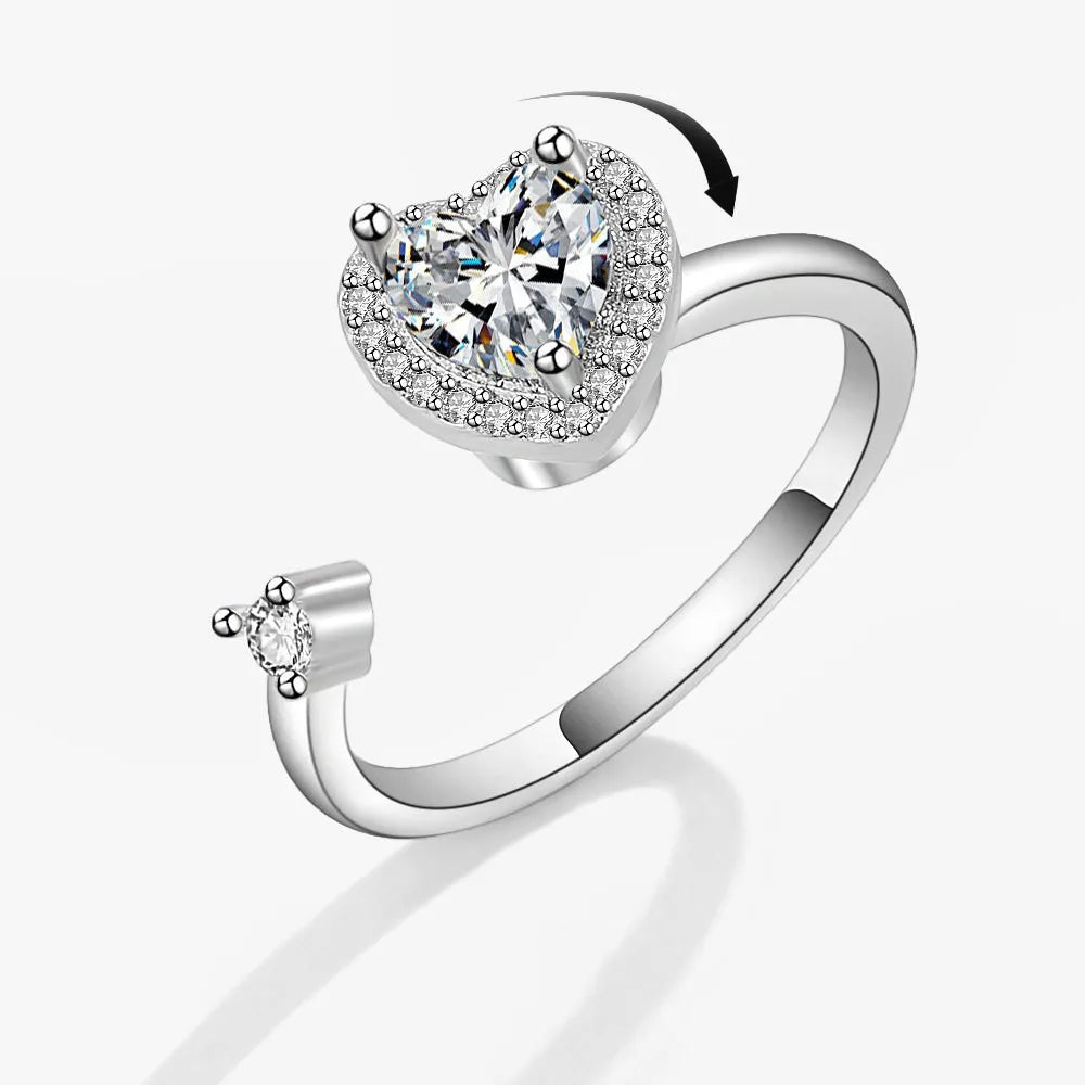 Fidget Spinner Ring Anxiety for Women Multiple Crystal Flower Eye Butterfly Animal Ring Rotate anti Stress Wedding Jewerly